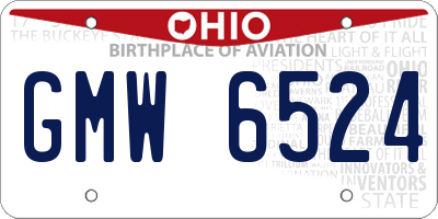 OH license plate GMW6524