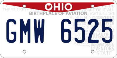 OH license plate GMW6525