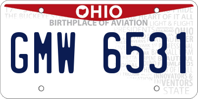 OH license plate GMW6531