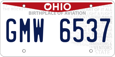 OH license plate GMW6537