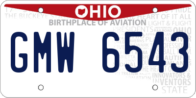 OH license plate GMW6543