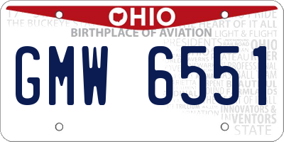 OH license plate GMW6551