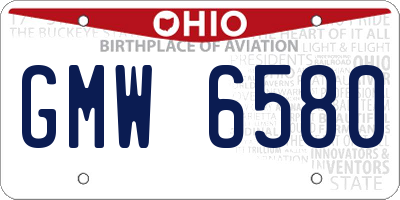 OH license plate GMW6580