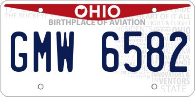 OH license plate GMW6582