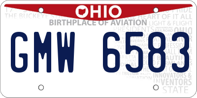 OH license plate GMW6583