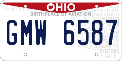 OH license plate GMW6587