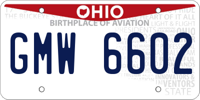 OH license plate GMW6602