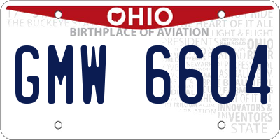 OH license plate GMW6604