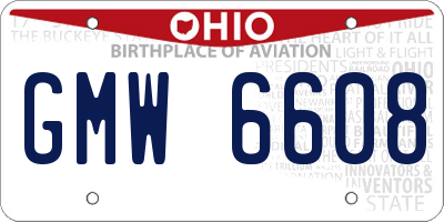 OH license plate GMW6608
