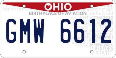 OH license plate GMW6612