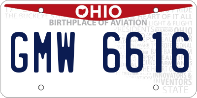 OH license plate GMW6616
