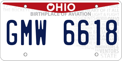 OH license plate GMW6618