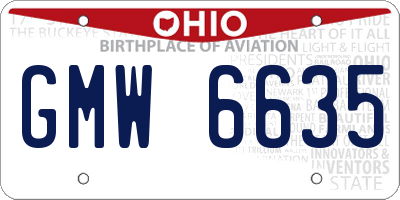 OH license plate GMW6635