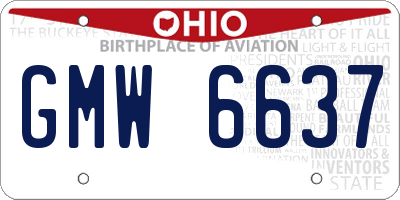 OH license plate GMW6637
