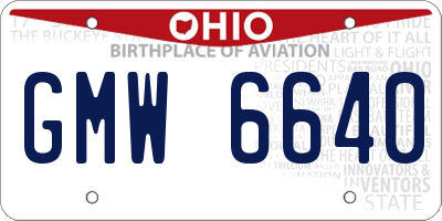 OH license plate GMW6640