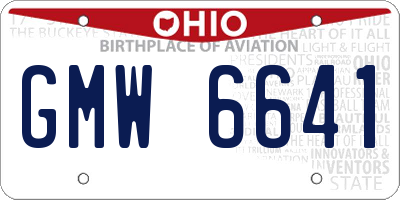 OH license plate GMW6641