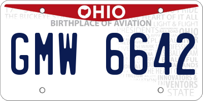 OH license plate GMW6642