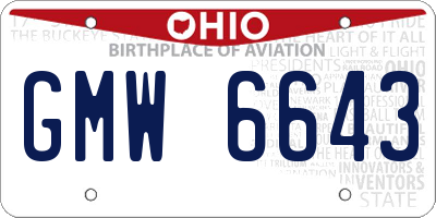 OH license plate GMW6643