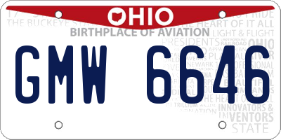 OH license plate GMW6646