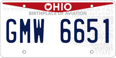 OH license plate GMW6651