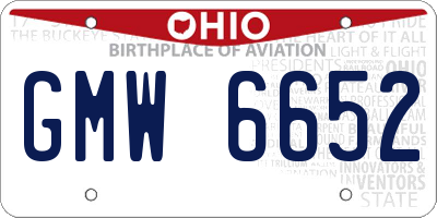 OH license plate GMW6652