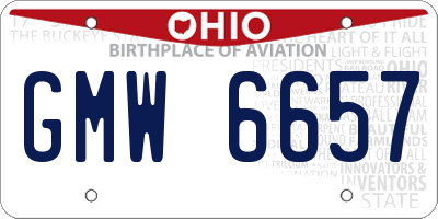 OH license plate GMW6657