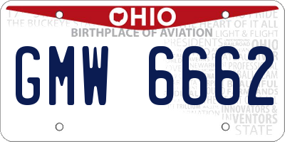 OH license plate GMW6662