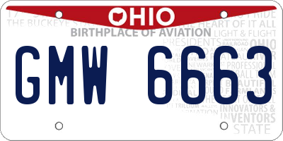 OH license plate GMW6663