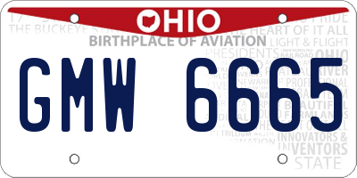 OH license plate GMW6665