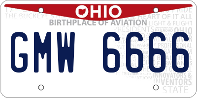 OH license plate GMW6666