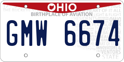 OH license plate GMW6674