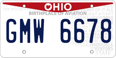 OH license plate GMW6678