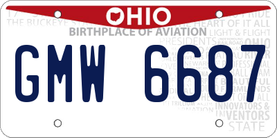 OH license plate GMW6687