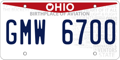 OH license plate GMW6700