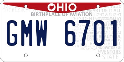 OH license plate GMW6701
