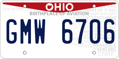 OH license plate GMW6706