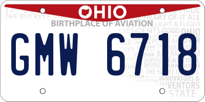 OH license plate GMW6718