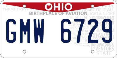 OH license plate GMW6729
