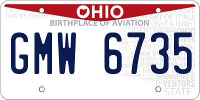 OH license plate GMW6735