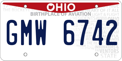 OH license plate GMW6742