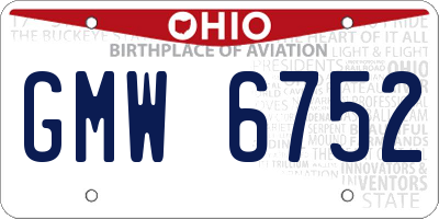 OH license plate GMW6752