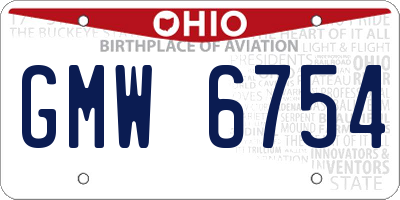 OH license plate GMW6754