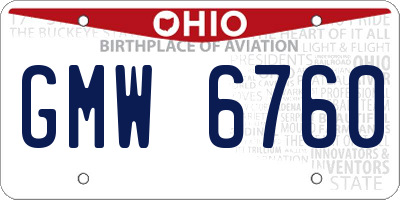 OH license plate GMW6760