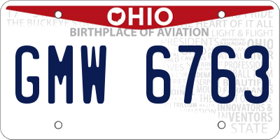 OH license plate GMW6763