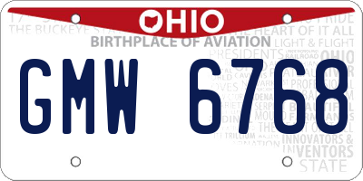 OH license plate GMW6768