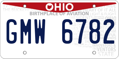 OH license plate GMW6782