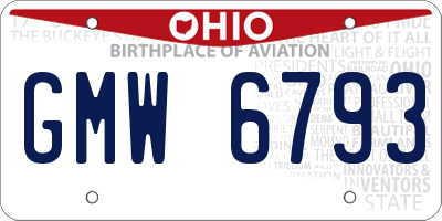 OH license plate GMW6793