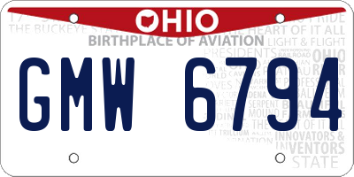 OH license plate GMW6794