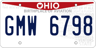 OH license plate GMW6798