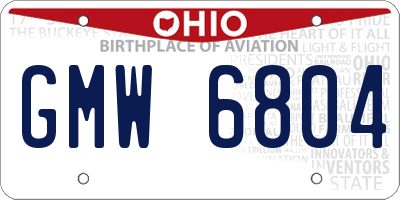 OH license plate GMW6804